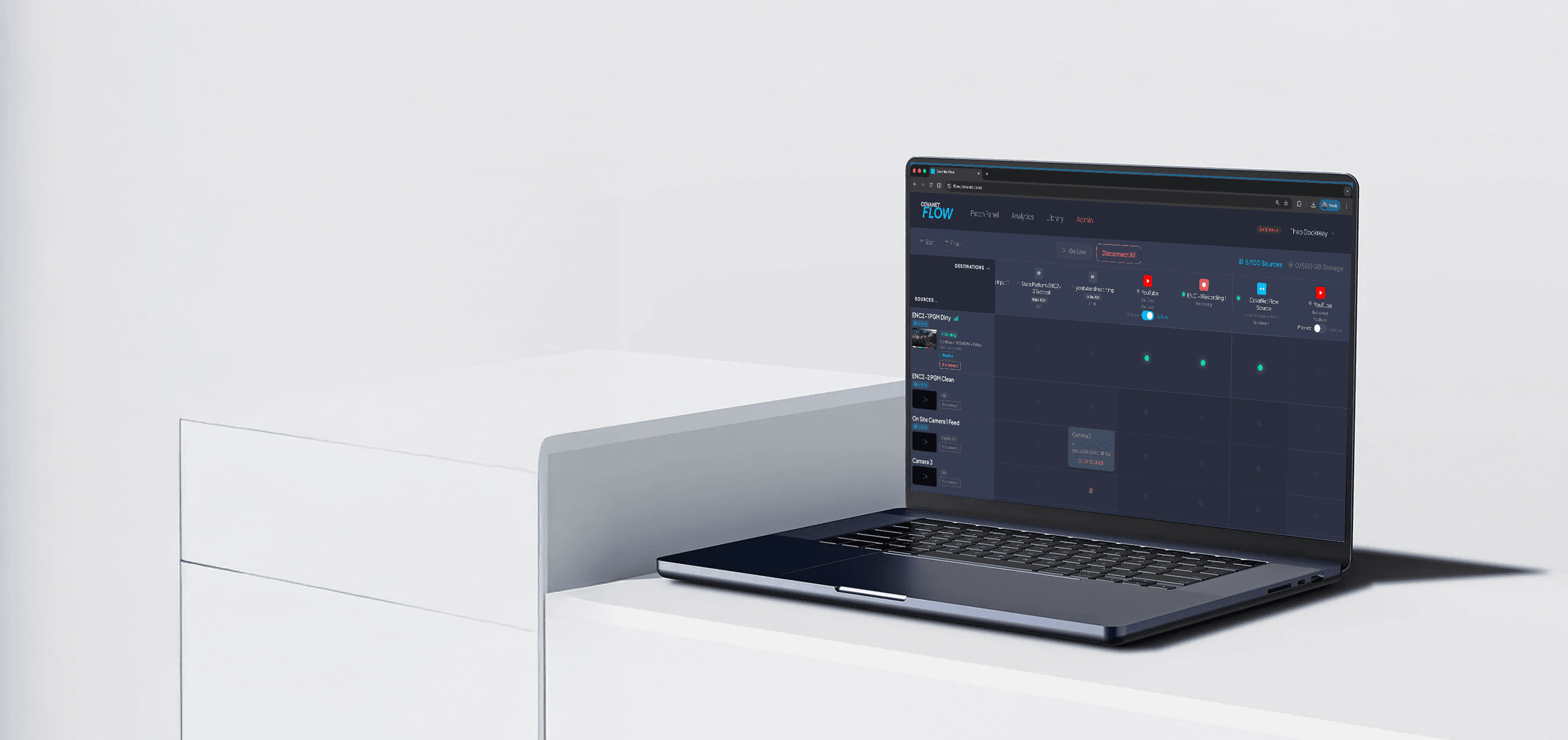 CovaNet Flow patch panel on a laptop